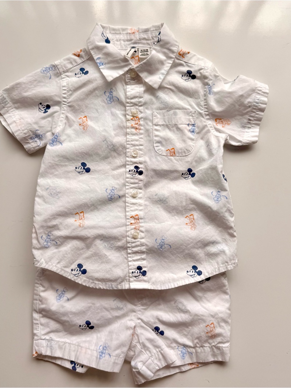 Disney x Janie and Jack Mickey Mouse shirt shorts set 12-18m